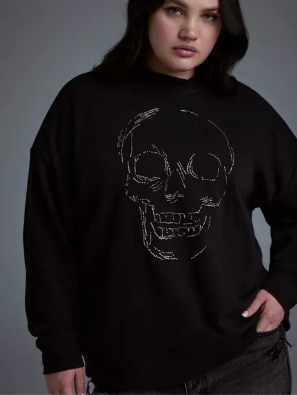 Nightfall Relaxed Cozy Fleece Beaded Sweatshirt